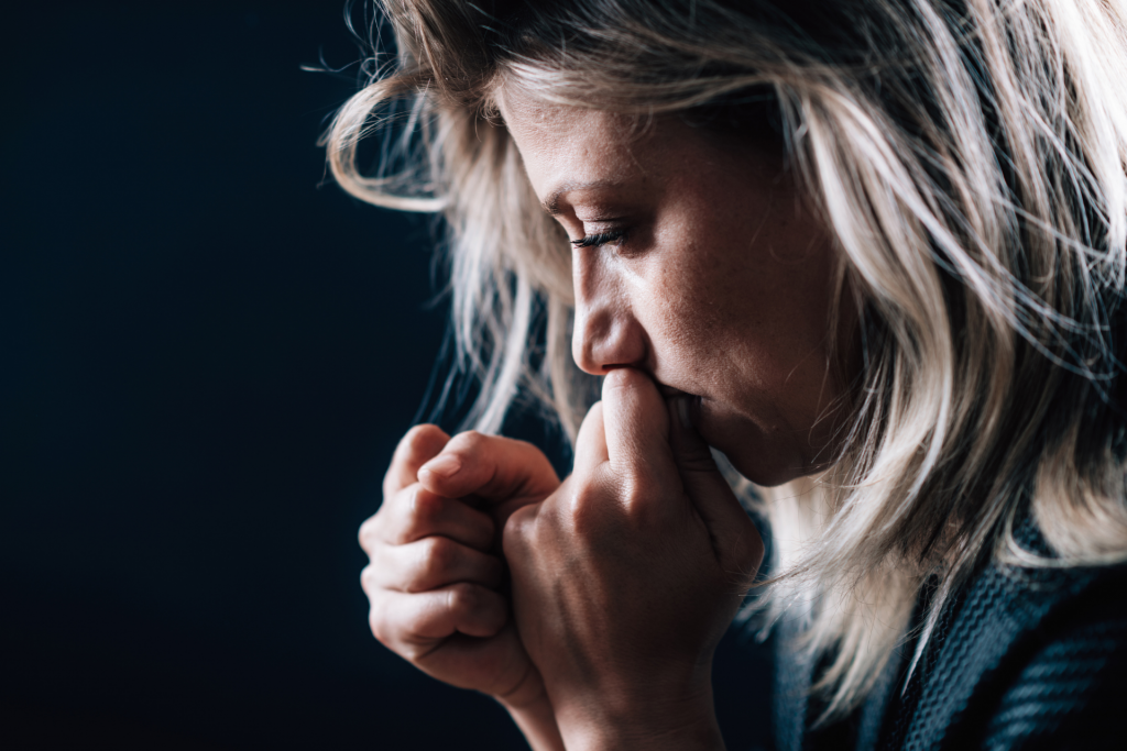 A woman struggles with addiction