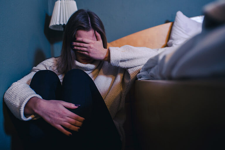 A person dealing with anxiety