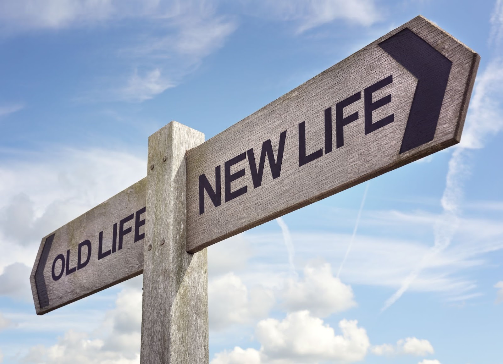A sign pointing towards a new life