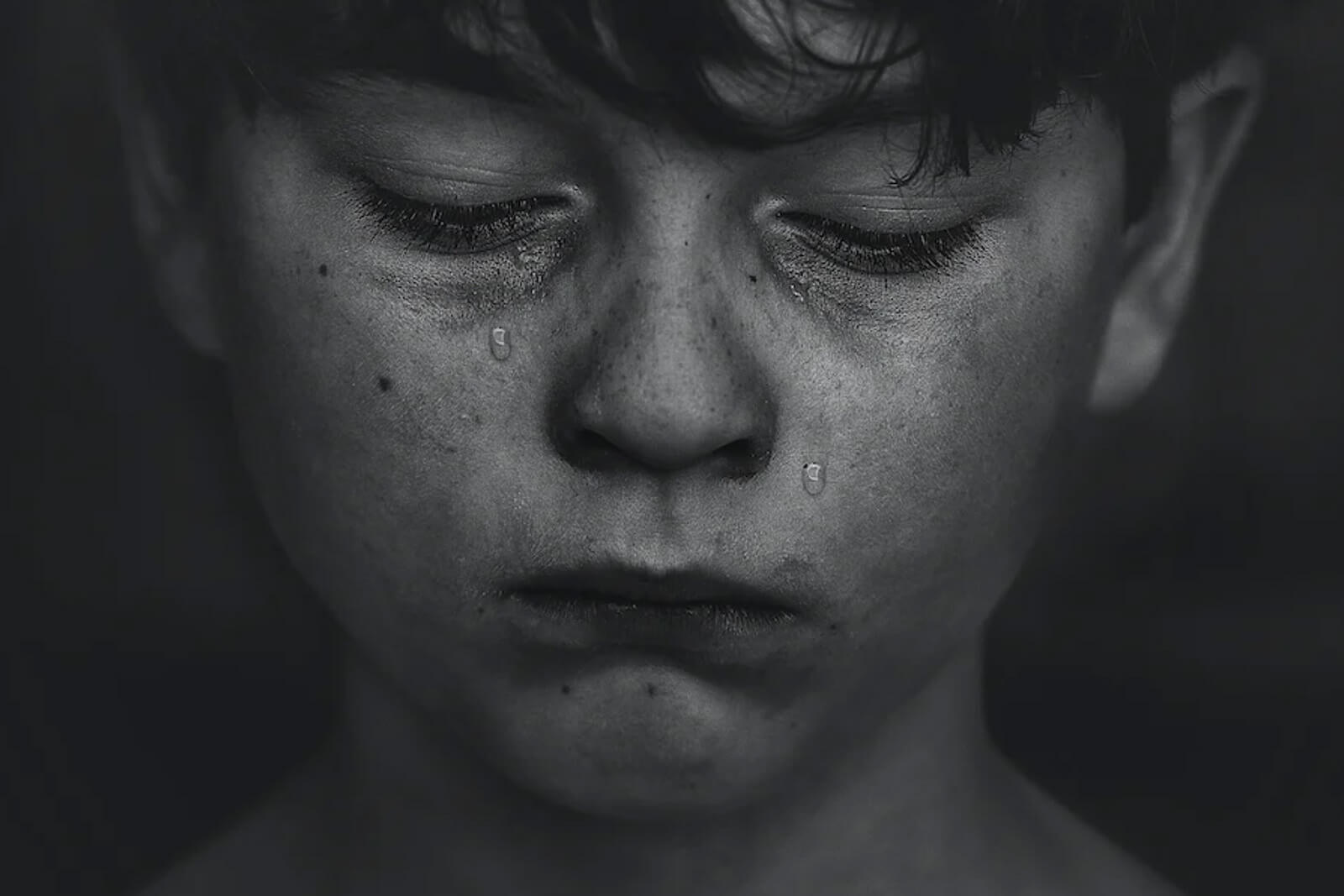 A child crying silently